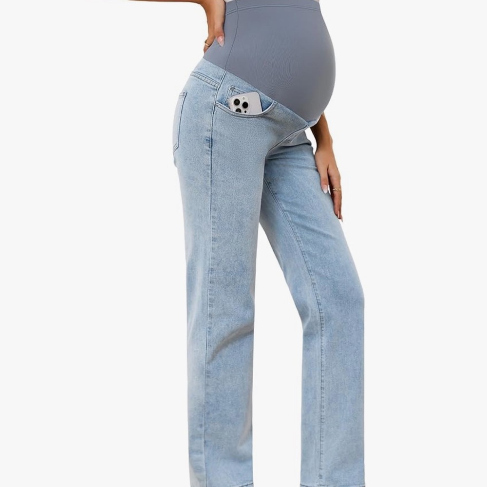 Maternity Light Blue Women's Straight Leg Jeans